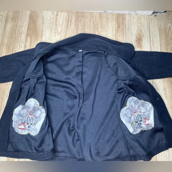 Girls Navy Minnie Mouse Applique Bow Back Coat Jacket, Size 4 - Picture 3 of 5